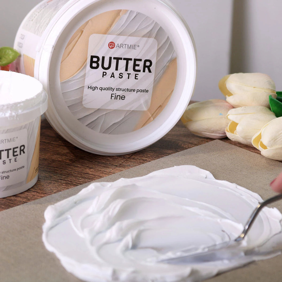 Κουβάδες πάστας ARTMIE Butter Fine, κοντινό πλάνο συσκευασίας και καπακιού