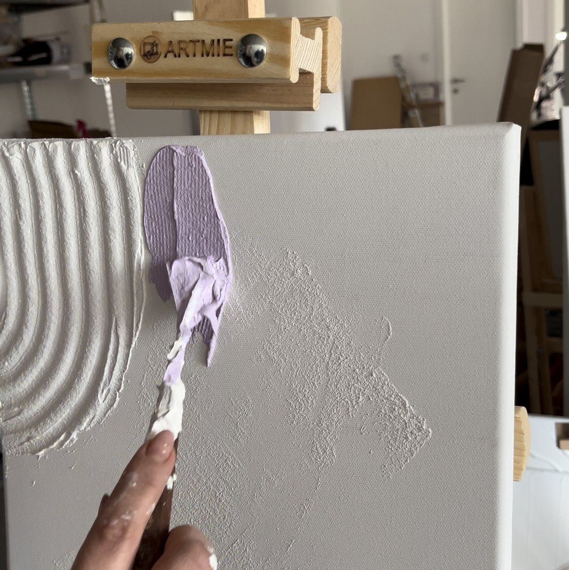 PLASTER Art mit Strukturpaste auf einer Leinwand