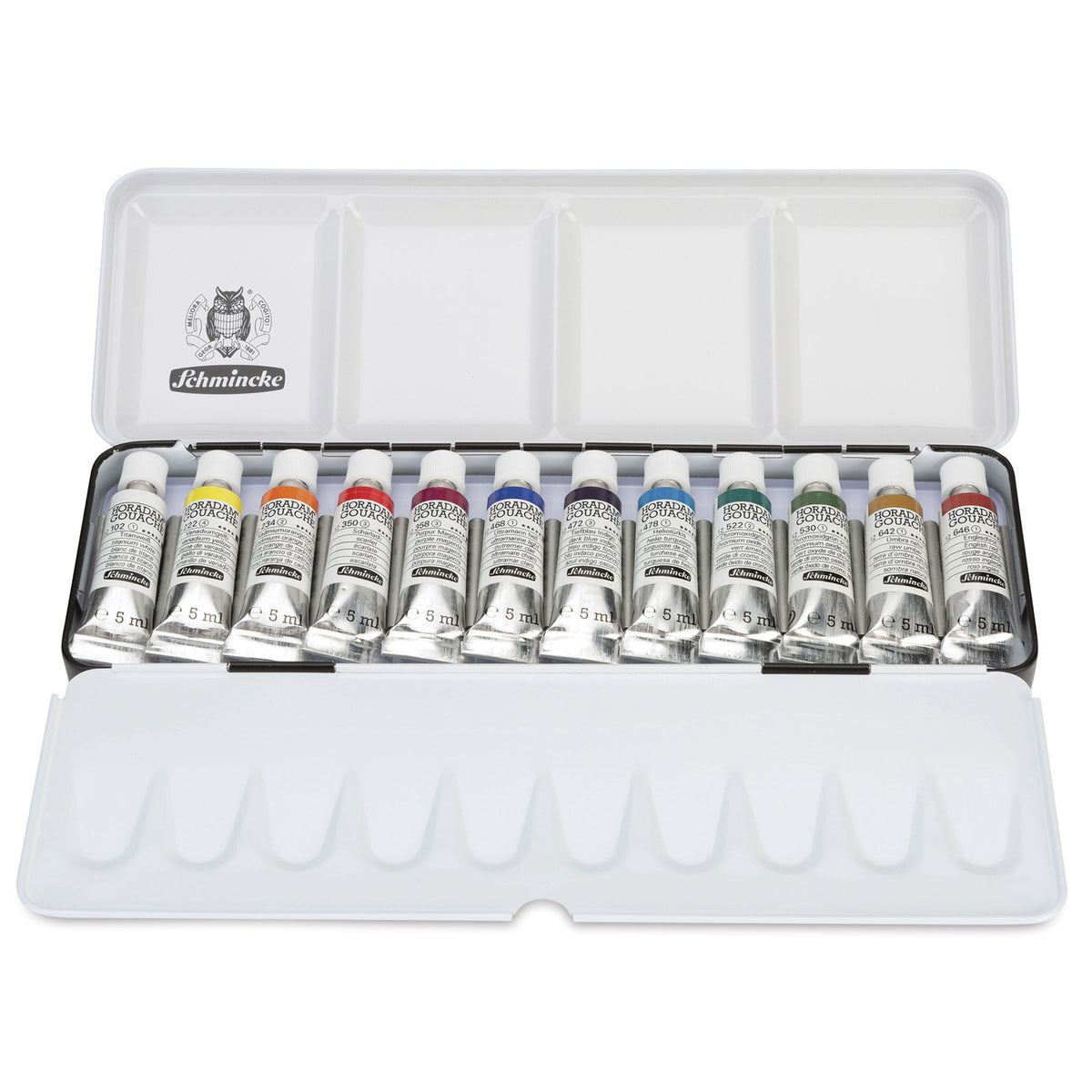 Χρώματα γκουάς Schmincke HORADAM σε μεταλλική κασετίνα, 12 x 5 ml