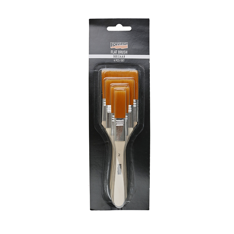 Σετ πινελα περιγραμματος - 6 τεμαχια – with soft bristles, 4 pcs, flat, size 2, 4, 6, 8