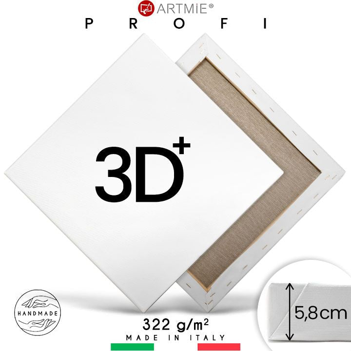 3D+ Τελαρωμένος καμβάς ζωγραφικής PROFI — βαμβάκι 370 g/m² σε τελάρο ελάτης βάθους 5,8 cm