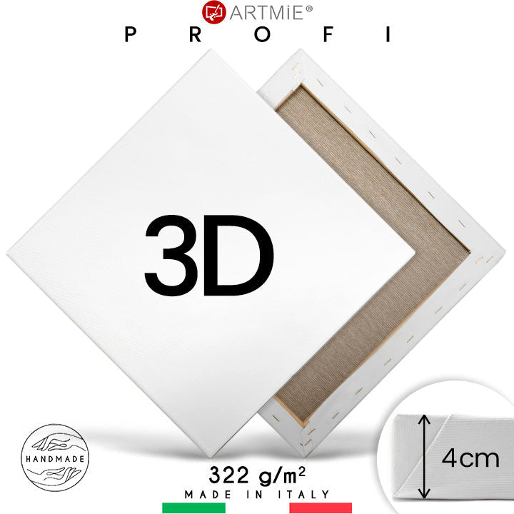 3D Τελαρωμένος καμβάς ζωγραφικής PROFI — βαμβάκι 370 g/m² σε τελάρο ελάτης βάθους 4 cm