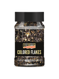 Νιφάδες από μεταλλικό φύλλο Pentart 100 ml – black - gold