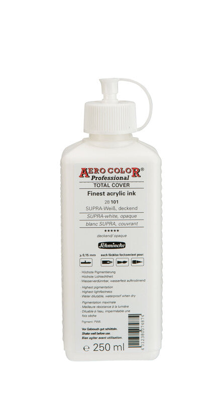 Ακρυλικό μελάνι Schmincke AERO COLOR Professional 250 ml – 101 SUPRA-λευκό, καλυπτικό