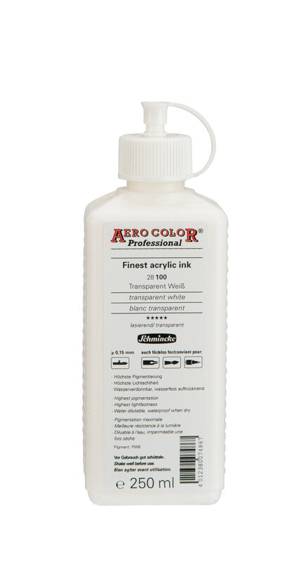 Ακρυλικό μελάνι Schmincke AERO COLOR Professional 250 ml – 100 Διαφανές λευκό