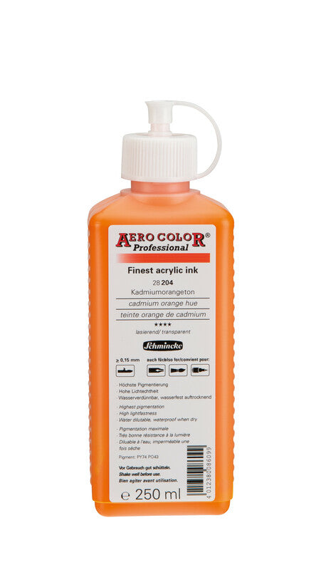 Ακρυλικό μελάνι Schmincke AERO COLOR Professional 250 ml – 204 Πορτοκαλί καδμίου (απόχρωση)