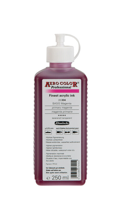 Ακρυλικό μελάνι Schmincke AERO COLOR Professional 250 ml – 304 Βασικό ματζέντα