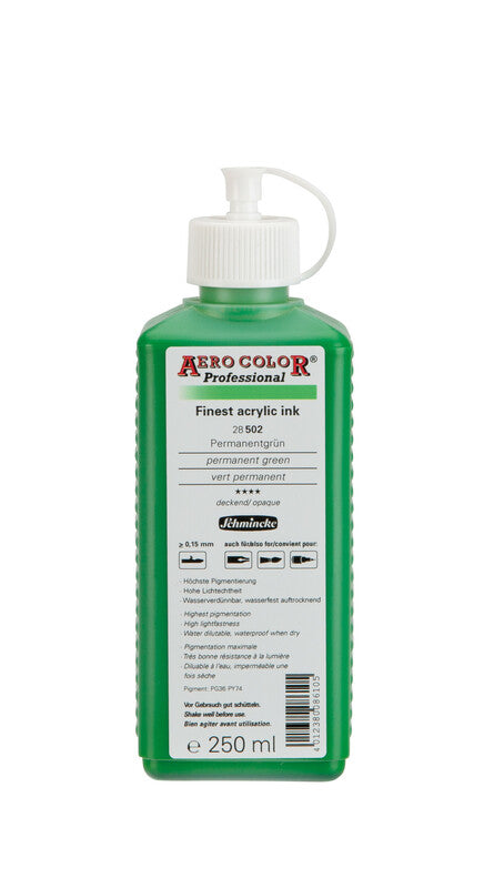 Ακρυλικό μελάνι Schmincke AERO COLOR Professional 250 ml – 502 Μόνιμο πράσινο