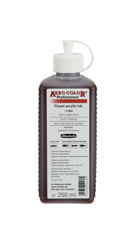 Ακρυλικό μελάνι Schmincke AERO COLOR Professional 250 ml – 604 Ψημένη Σιένα