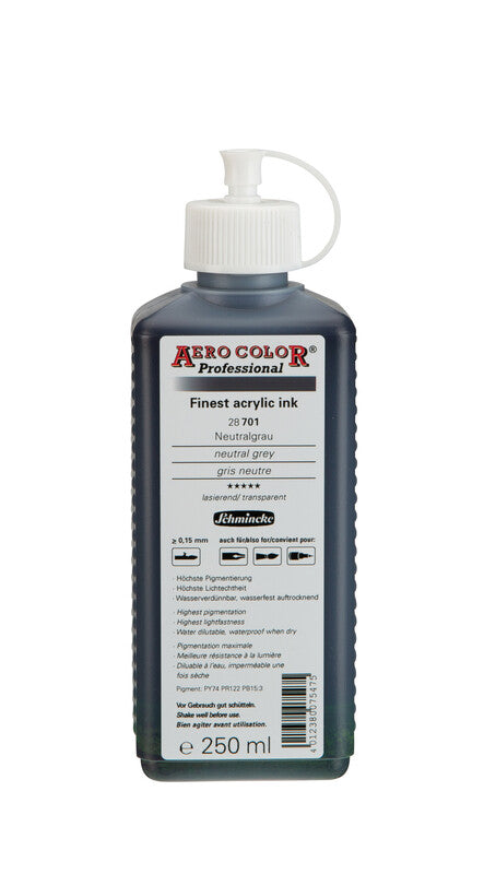 Ακρυλικό μελάνι Schmincke AERO COLOR Professional 250 ml – 701 Ουδέτερο γκρι
