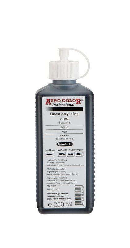Ακρυλικό μελάνι Schmincke AERO COLOR Professional 250 ml – 702 Μαύρο