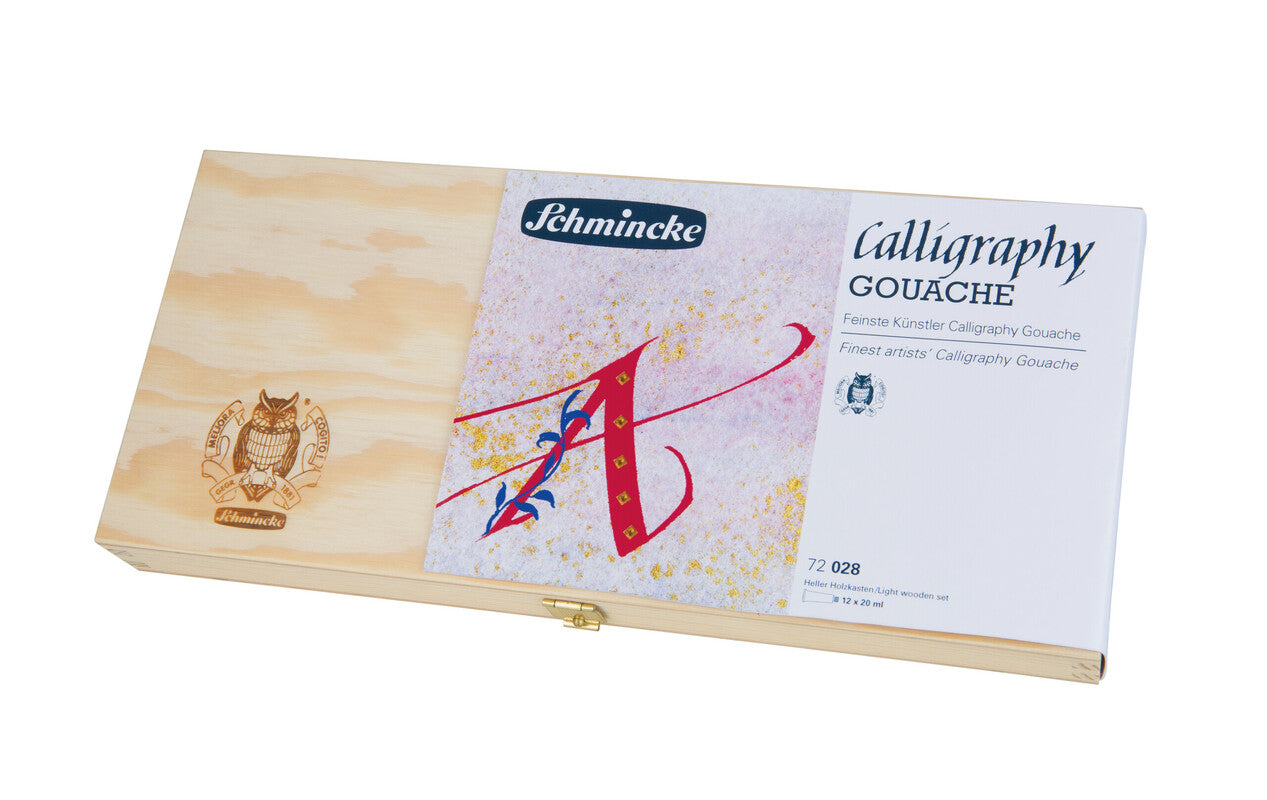 Ξύλινο σετ τέμπερες γκουάς Schmincke Calligraphy Gouache, 12 x 20 ml