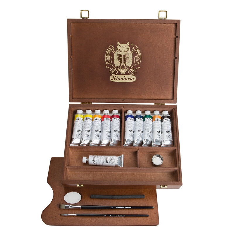 Ξύλινη κασετίνα με λάδια ζωγραφικής Schmincke NORMA Professional 11 x 35 ml + αξεσουάρ