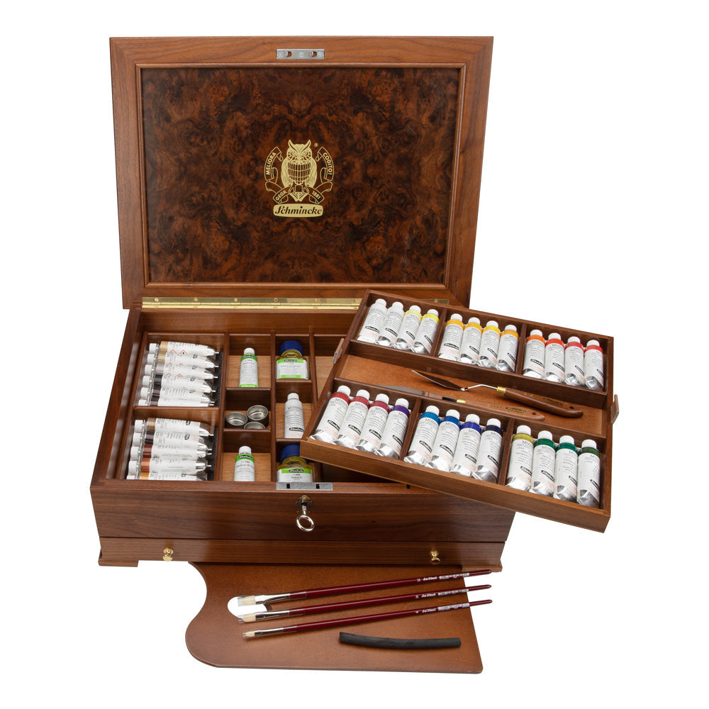 Ξύλινη κασετίνα Schmincke MUSSINI, 37 x 35 ml + αξεσουάρ