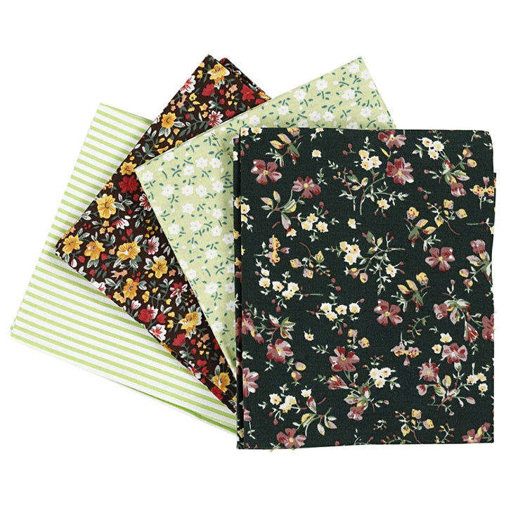 Ύφασμα για patchwork - πράσινο - 4 τεμάχεια - 45 x 55 εκ