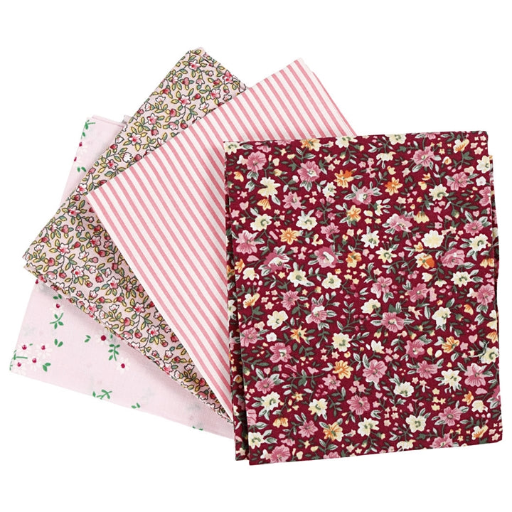 Ύφασμα για patchwork - ροζ - 4 τεμάχεια - 45 x 55 εκ
