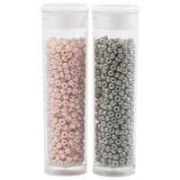 Χάντρες Rocaille 1.7 mm, σετ 2x7 g – Ανοιχτό γκρι με ροζ