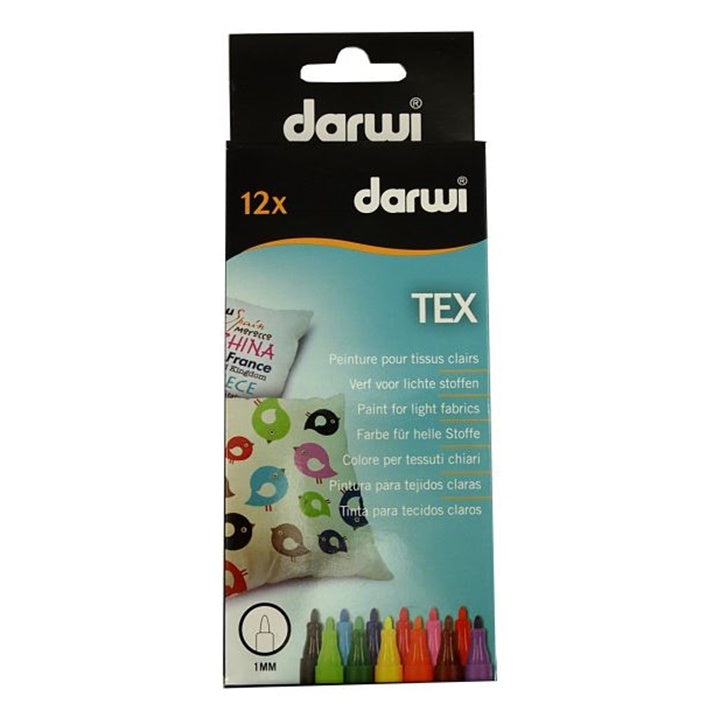 Σετ μαρκαδοροι για υφασμα DARWI TEX 12 x 3mm