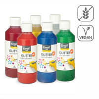 Creall σετ χρωμάτων Glitter – 6 × 250 ml, διάφορα χρώματα