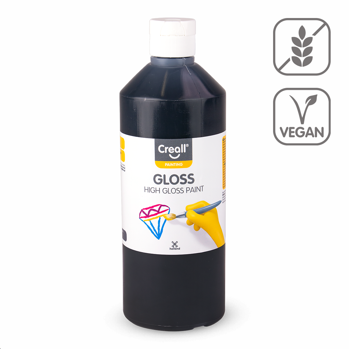 Γυαλιστερό πολυβινυλικό χρώμα Creall Gloss 500 ml – μαύρο