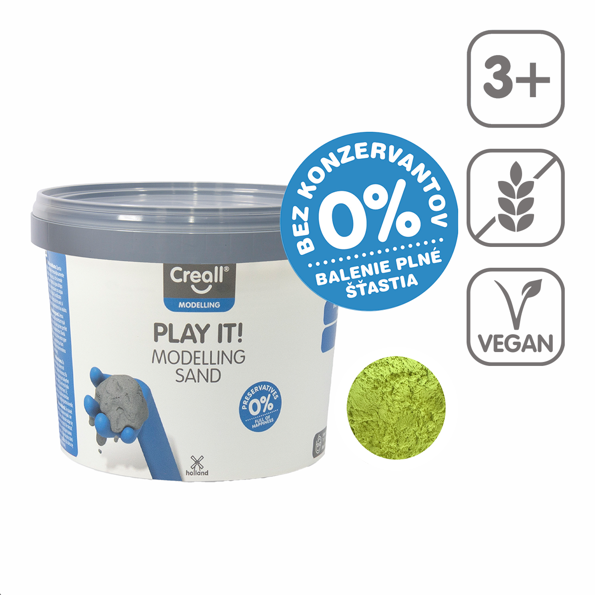 Άμμος πλαστελίνης Creall Play it! 750 g σε βαζάκι – κίτρινο