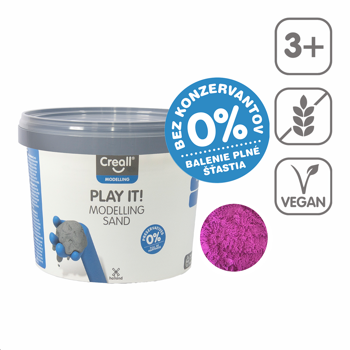 Άμμος πλαστελίνης Creall Play it! 750 g σε βαζάκι – μοβ