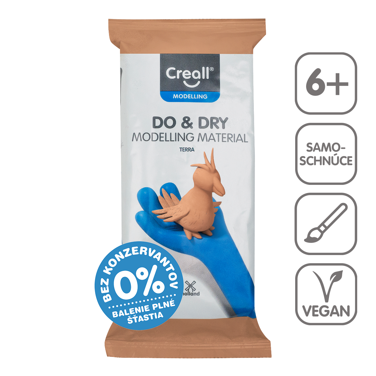 Αυτοσκληρυνόμενος πηλός μοντελισμού Creall Do&Dry υποαλλεργικός 500 g – τερακότα