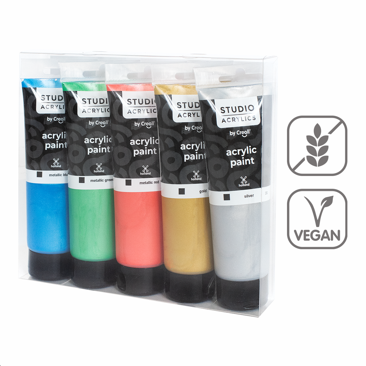 Creall σετ ακρυλικών χρωμάτων Studio acrylics, 5 120 ml, mix – μεταλλικά ×