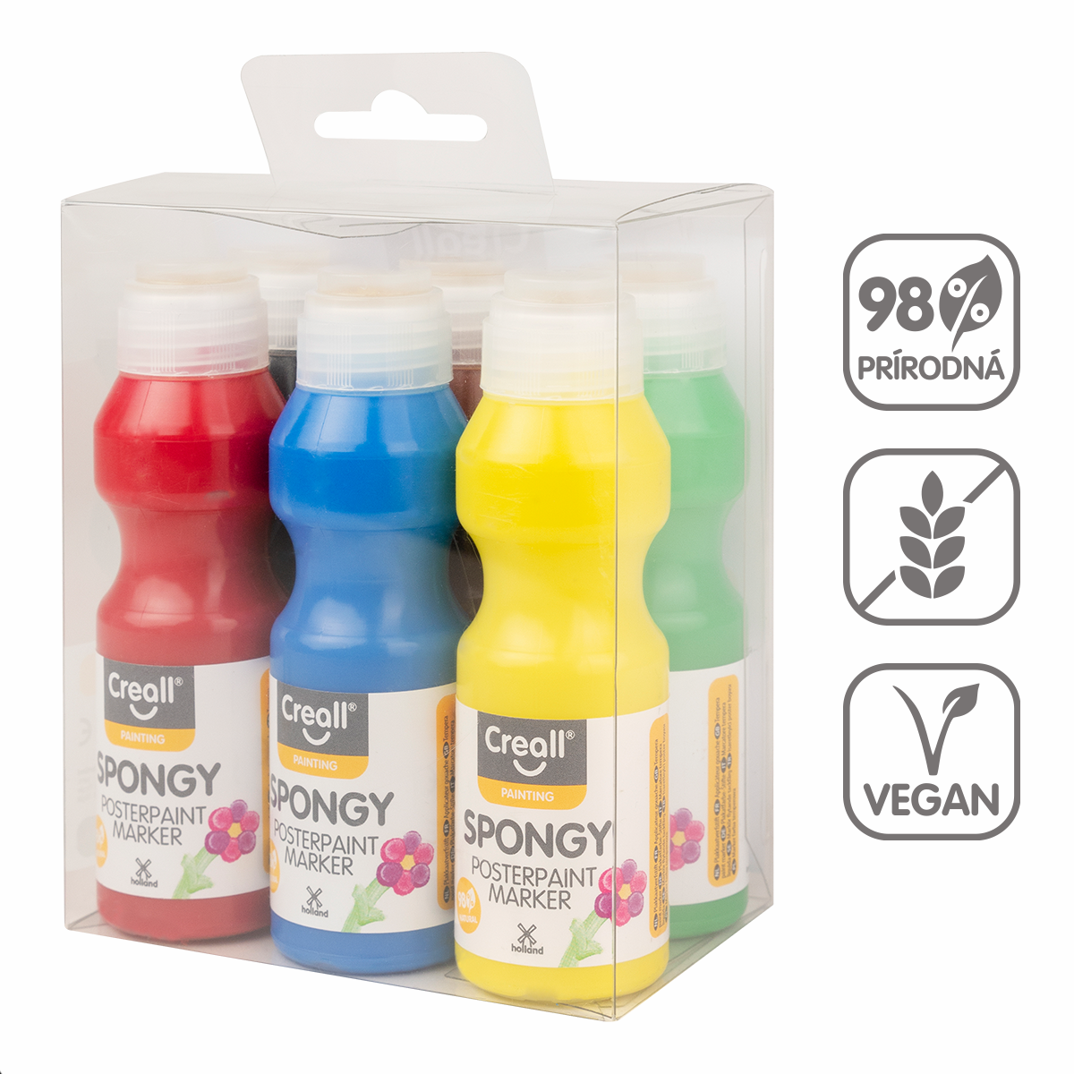 Σετ τέμπερες με σφουγγαράκι Creall Spongy – 6 × 70 ml