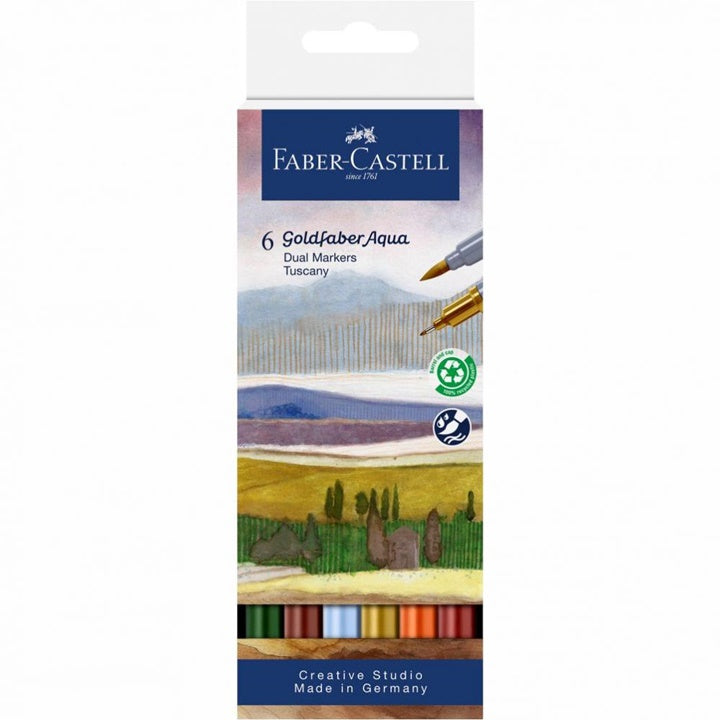Μαρκαδόροι ακουαρέλας Goldfaber Aqua Dual set Tuscany - 6 τεμ