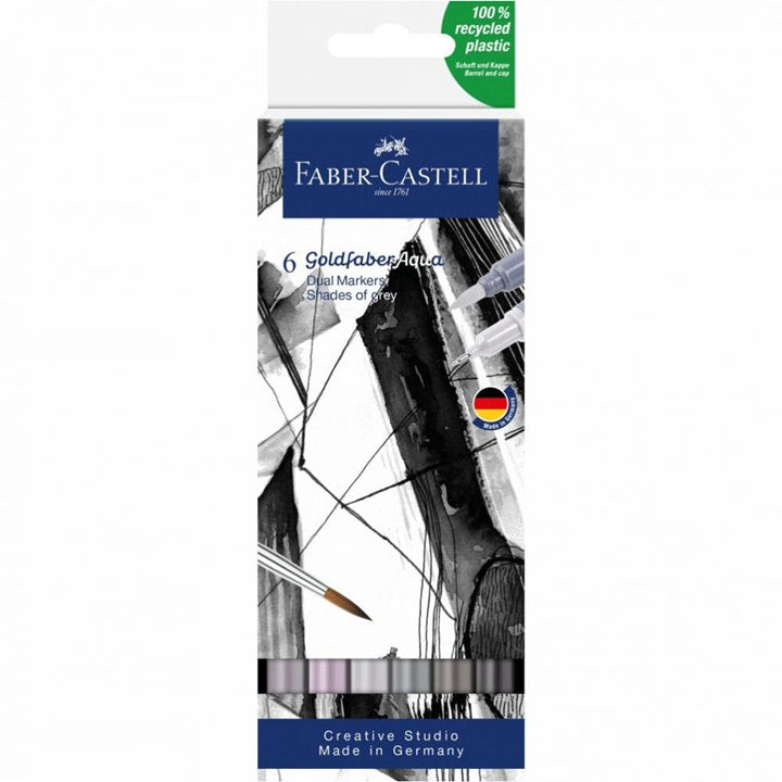 Μαρκαδόροι ακουαρέλας Goldfaber Aqua Dual set Shades of grey - 6 τεμ