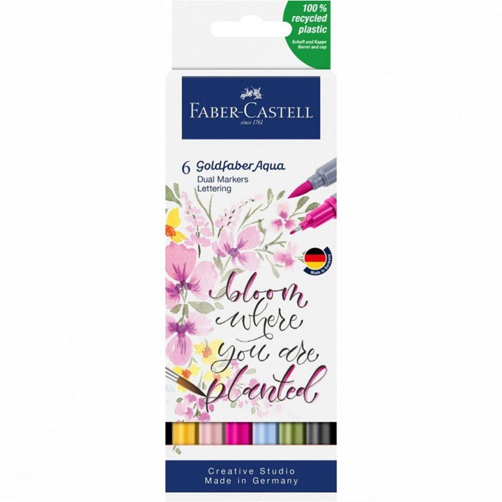Μαρκαδόροι ακουαρέλας Goldfaber Aqua Dualset Lettering - 6 τεμ