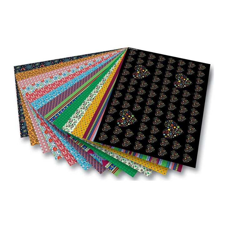 Δημιουργικό χαρτόνι Folia Folk 50 x 70 εκ / 13 χαρτιά