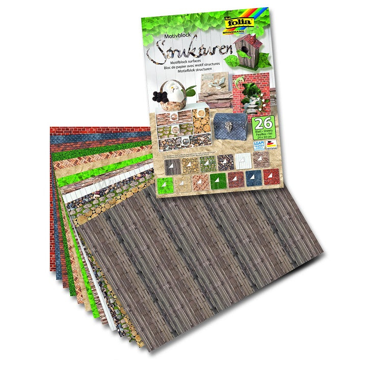 Διακοσμητικό χαρτί Folia Strukturen 24 x 34 εκ / 26 φύλλα