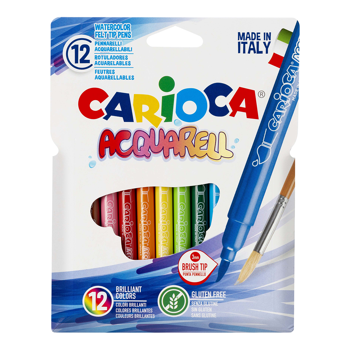 Μαρκαδόροι ακουαρέλας Carioca, 12 τμχ, διάφορα χρώματα