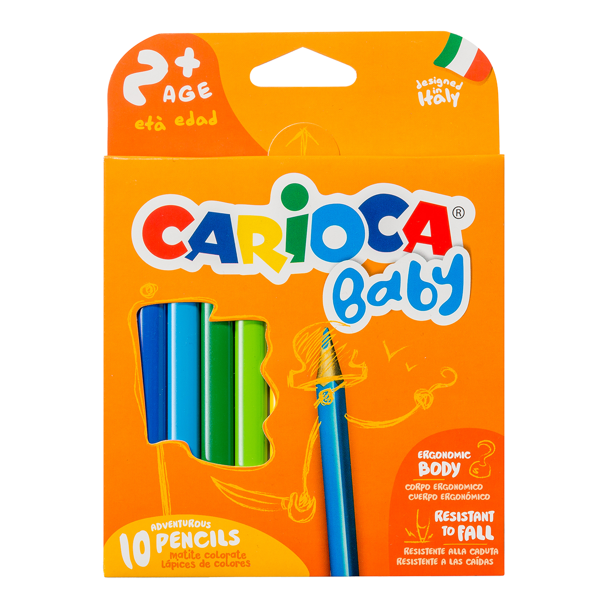 Τριγωνικές ξυλομπογιές Carioca Baby 2+, 10 τμχ