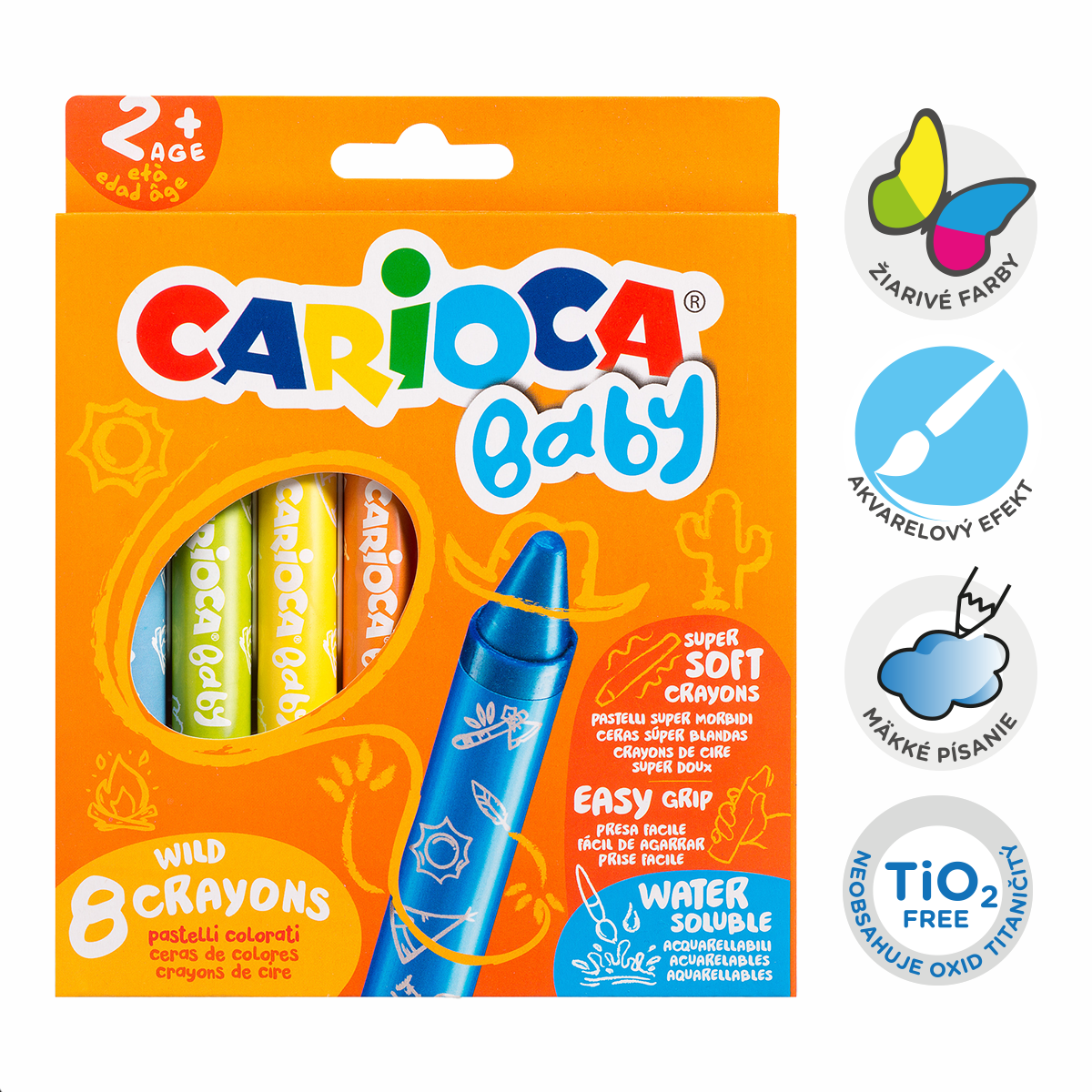 Κηρομπογιές Carioca Baby Wild 2+, 8 τμχ