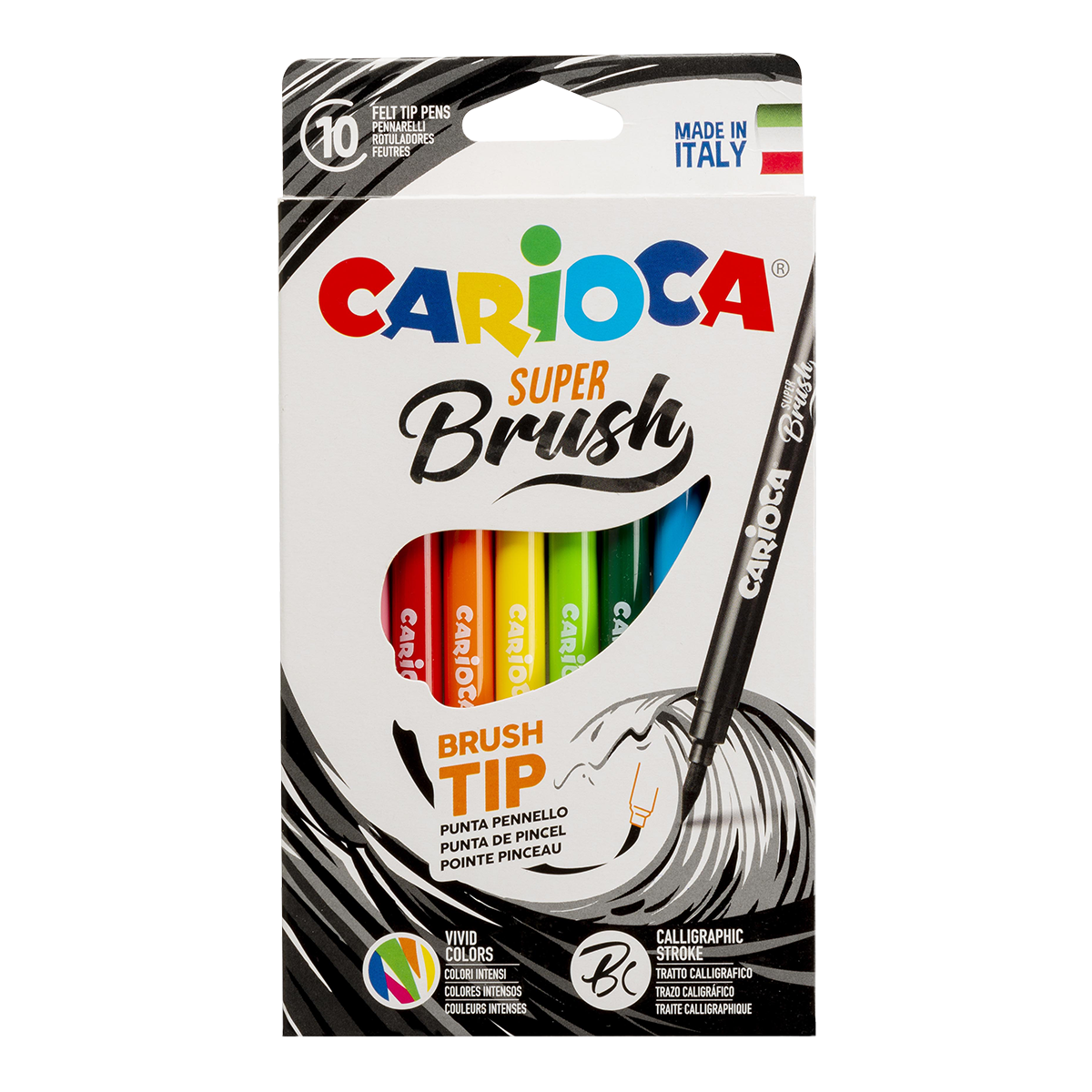 Μαρκαδόροι Carioca Brush με μύτη πινέλο, 10 τμχ, διάφορα χρώματα