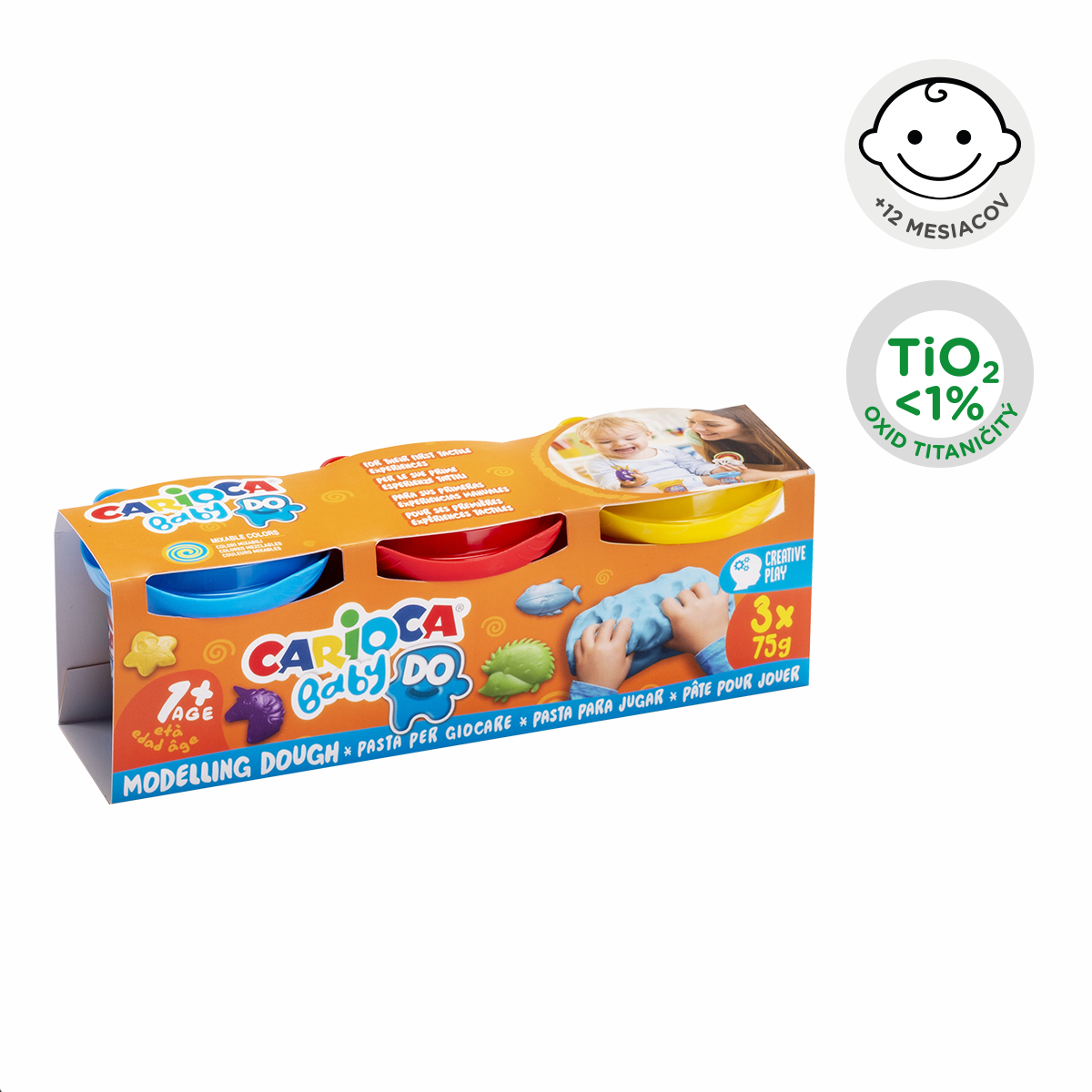Carioca Baby Do 1+ πλαστελίνη μοντελισμού, 3 × 75 g, διάφορα χρώματα