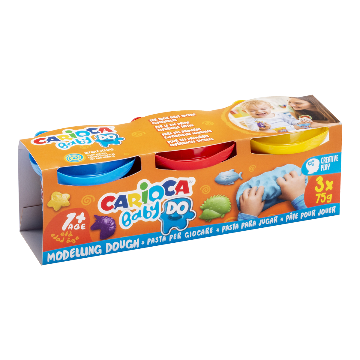 Carioca Baby Do 1+ πλαστελίνη μοντελισμού, 3 × 75 g, διάφορα χρώματα