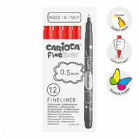 Λεπτοί μαρκαδόροι Carioca Fineliner 0,5 mm – 12 τμχ – κόκκινο