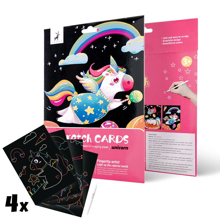 Μαγικός πίνακας με ξυστό για παιδιά - Unicorn - 4 kom