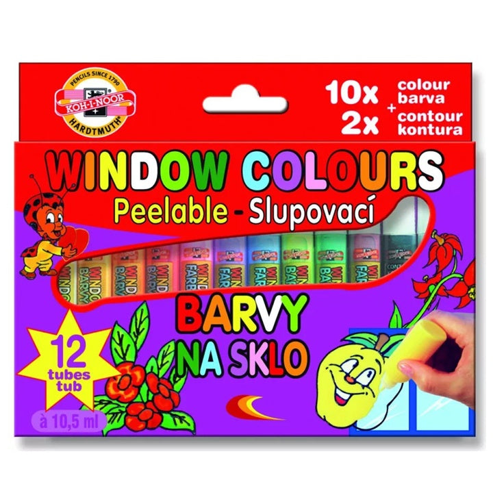 KOH-I-NOOR 12x10 ml σετ αποκολλήσιμων χρωμάτων γυαλιού