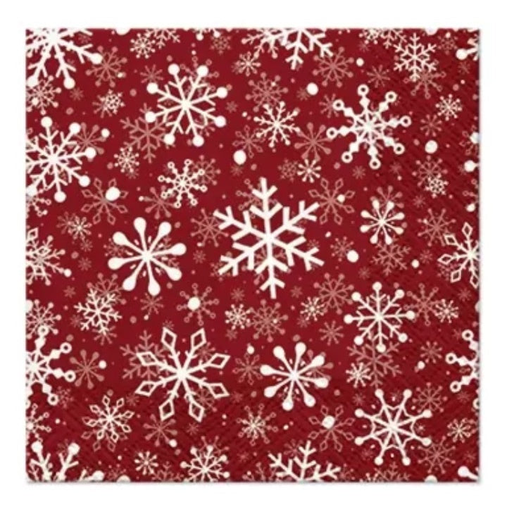 Χαρτοπετσέτες για ντεκουπάζChristmas Snowflakes - κόκκινο - 1 τεμάχιο