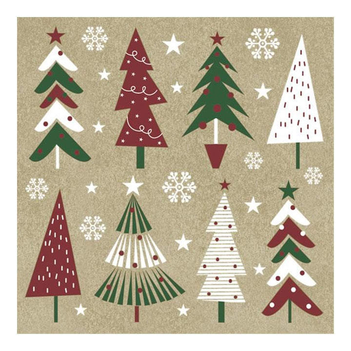 Χαρτοπετσέτες για ντεκουπάζ Christmas Trees - 1 τεμάχιο