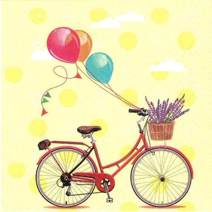Χαροτοπετσετες για ντεκουπάζ Bicycle with Balloons- 1 τεμ