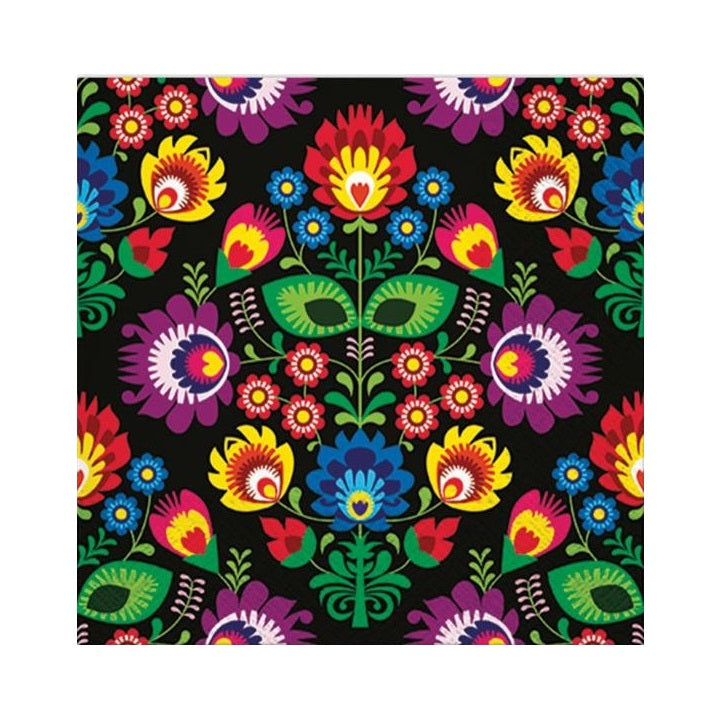 Χαρτοπετσετες για ντεκουπαζ - Folky Style Black - 1 τεμ