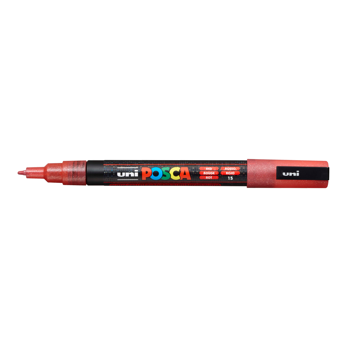 Μαρκαδόρος Posca PC-3ML, 0,9 - 1,3 mm, με glitter – κόκκινο (L15
