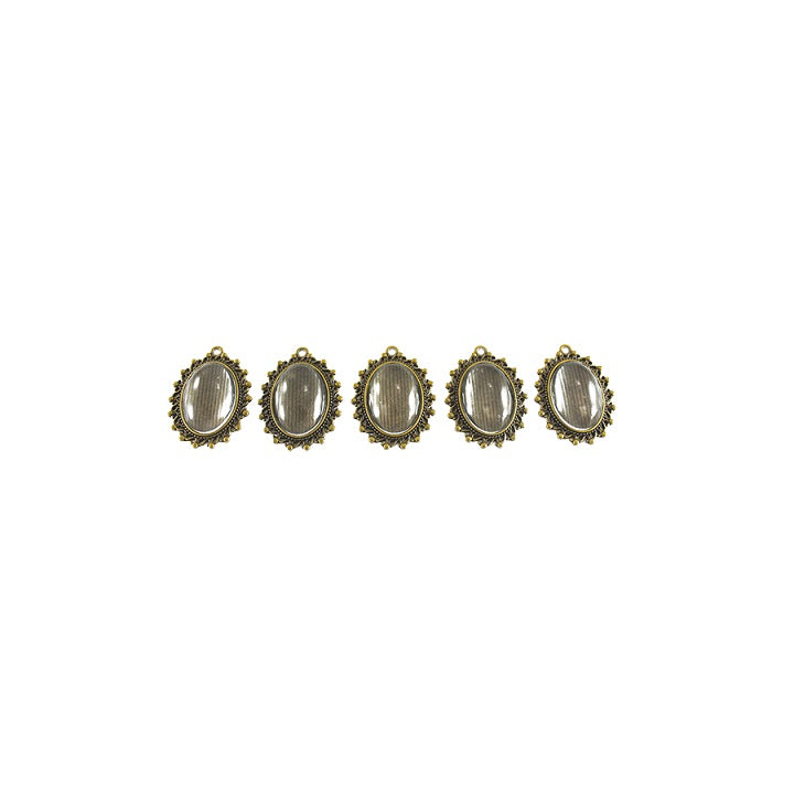 Μεταλλικο μενταγιον με γυαλινο ματι 18x25 mm - 5 τεμ