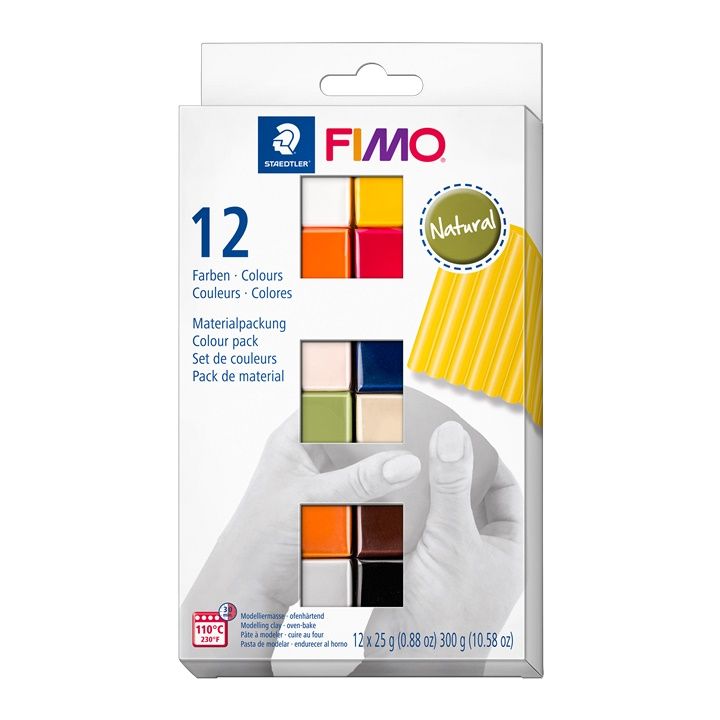 FIMO Σετ μαλακού πολυμερούς πηλού, φυσικά χρώματα 12x25g